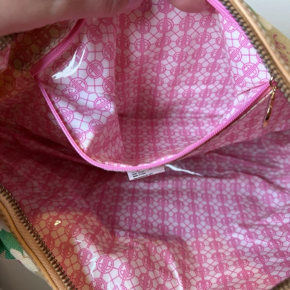 Lilly Pulitzer Floral Hobo Handbag 100% Cotton Leather Knotted Shoulder Strap 🌸